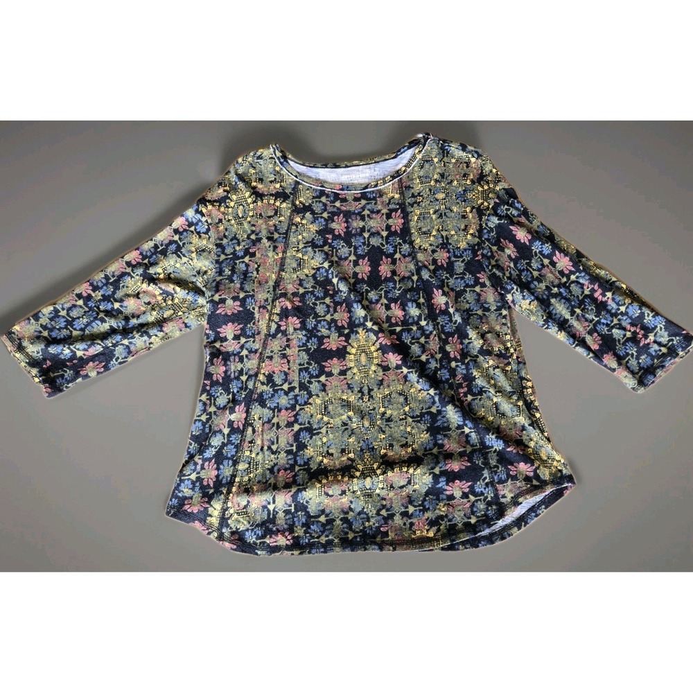 Westbound‎ Floral Top Shirt 3/4 Quarter Sleeve Sz Small Petite
